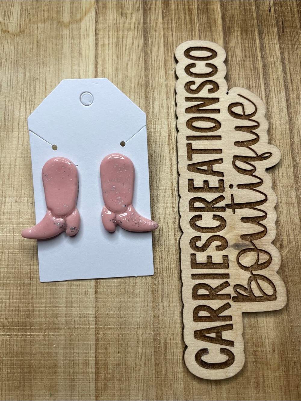 Pink Cowboy Boot Stud Earrings